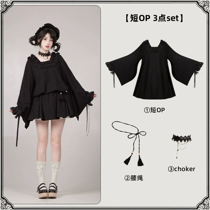 With PUJI - Izayoi - Wa Lolita Outfit Set, Detachable Styling detail view 10
