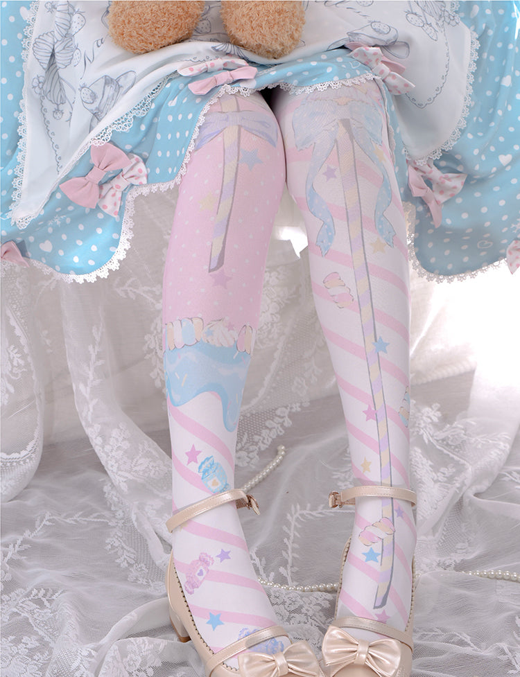 Roji Roji - Fairy Kei Sweet Lolita Print - Stockings Socks