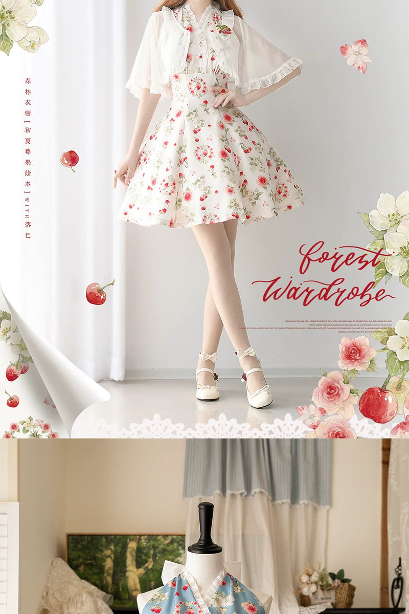 Forest Wardrobe - Early Summer Berry Storybook - Classic Lolita Halter Dress - 8