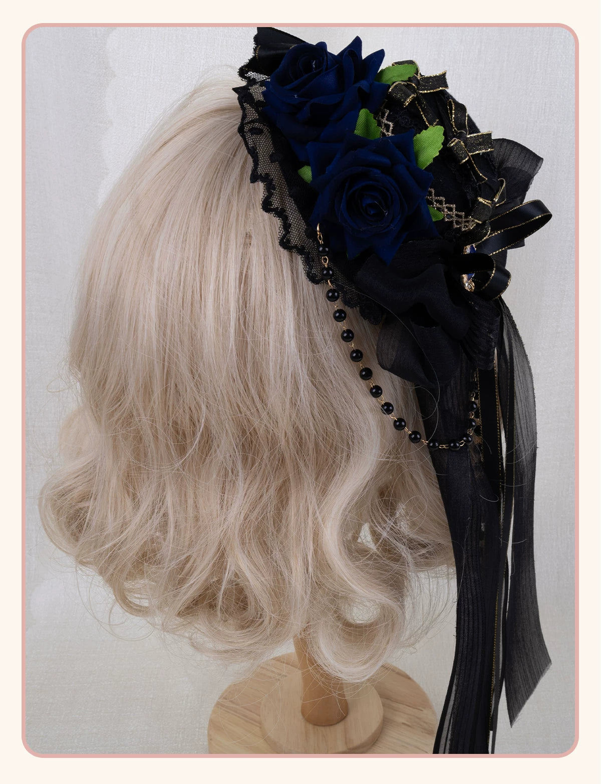 Stardust Rose - Dark Gothic - Black-and-Gold Mini Hat Hair Accessory with Layered Bows