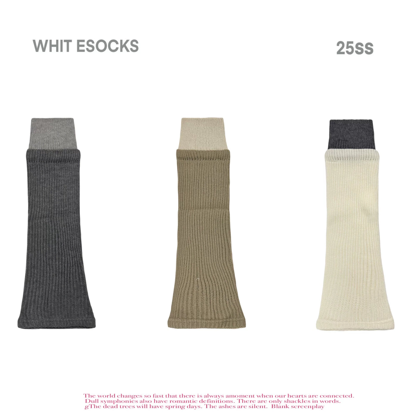 White Socks - Maillard Color Block - Ribbed Mid-Calf Leg Warmers