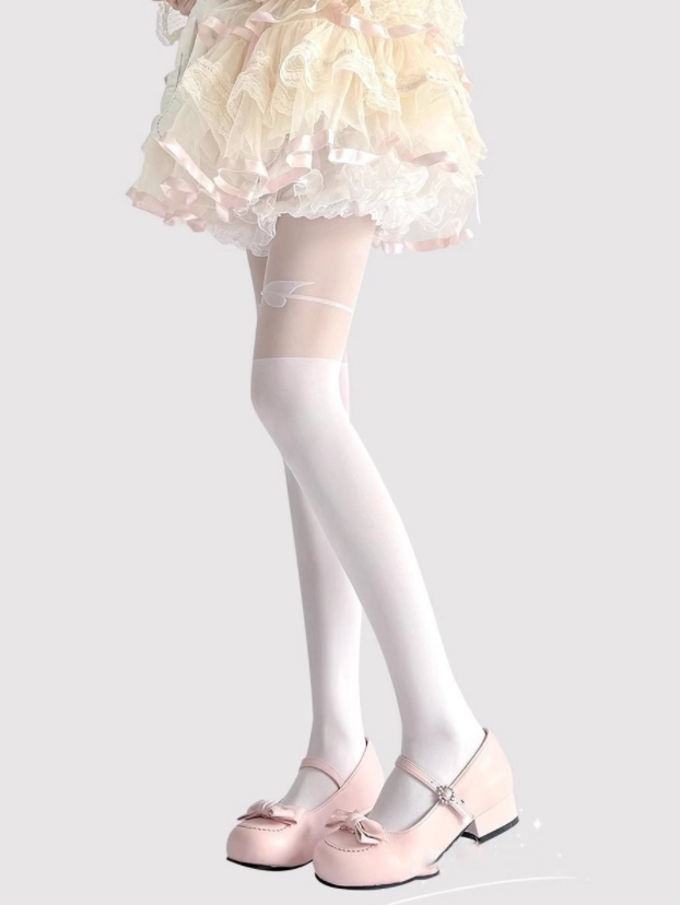Fantasy Doll - Sheer Bow Panel - Over-the-Knee Stockings with Sheer Bow Panels