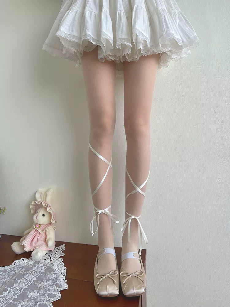 Sock Noble - Bare-Leg Ribbon - Sheer Stockings with Satin Ribbon Ties