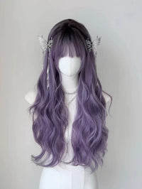 Kunkun Fish - Little Fish - purple gradient long curly wig - purple burst-root colour - wig net included