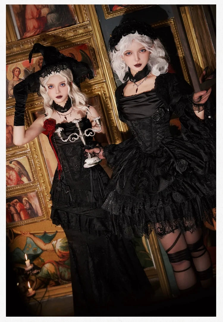 With PUJI - Twilight - Black Gothic Lolita Skirt Set, Witch-Inspired