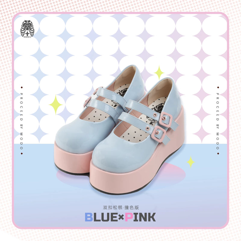 MODO Double Buckle Color Block Platform Lolita Shoes – design details – view 9
