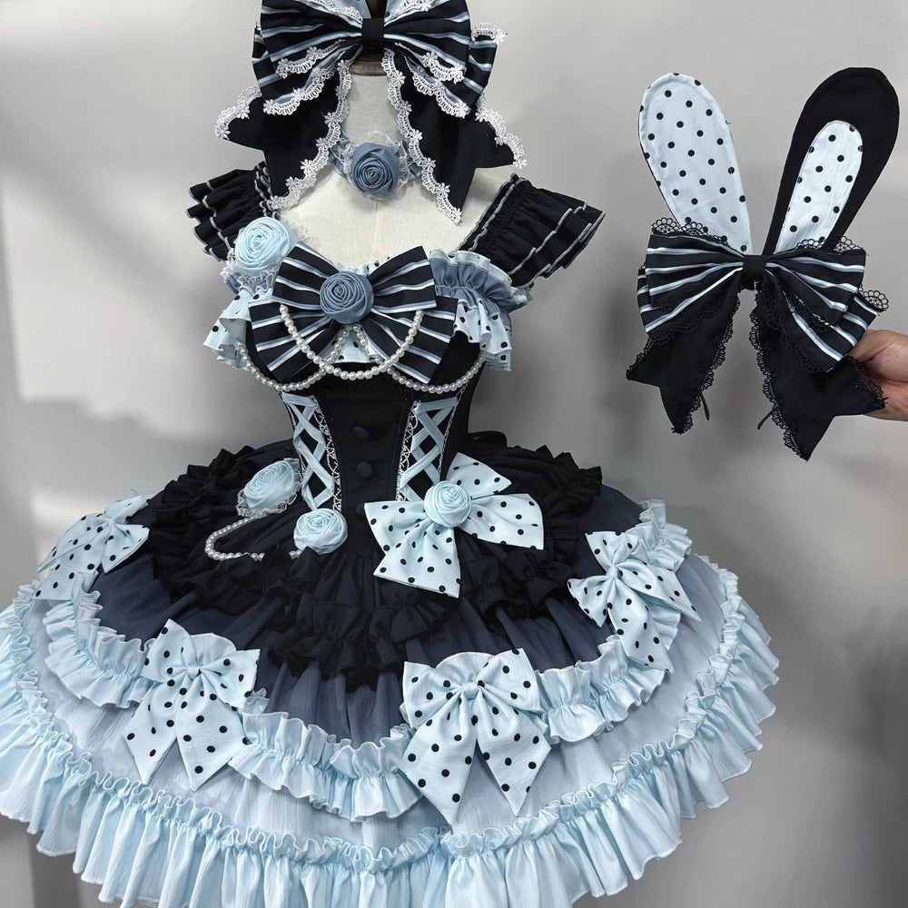 Dessert - Babalya Sweet Lolita Dress Set - Polka dot tiered skirt