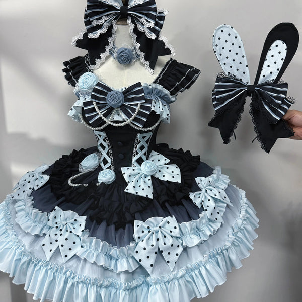 Dessert - Babalya Sweet Lolita Dress Set - Polka dot tiered skirt