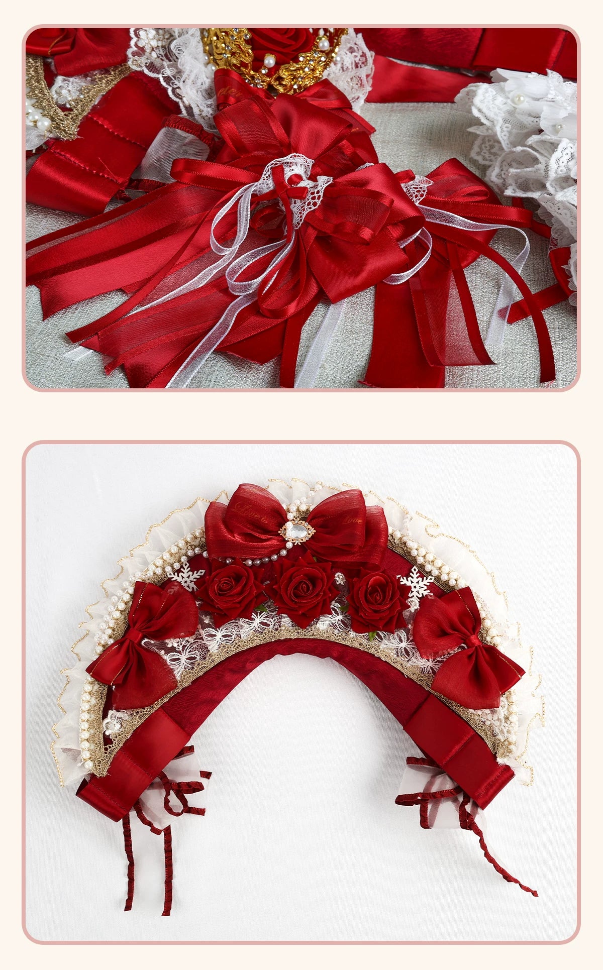 Stardust Rose - Rose Bow Collection - Headwear with red rose motifs
