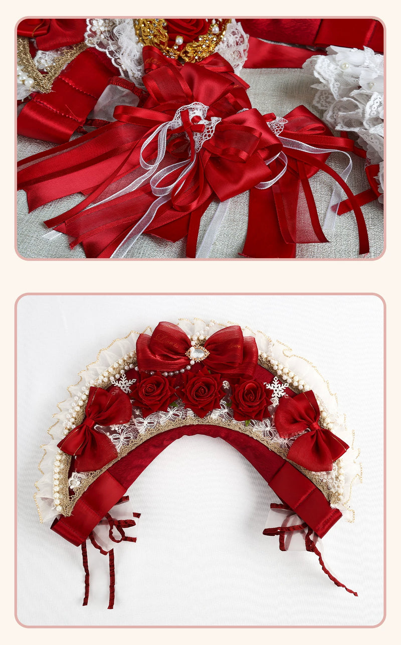 Stardust Rose - Rose Bow Collection - Headwear with red rose motifs