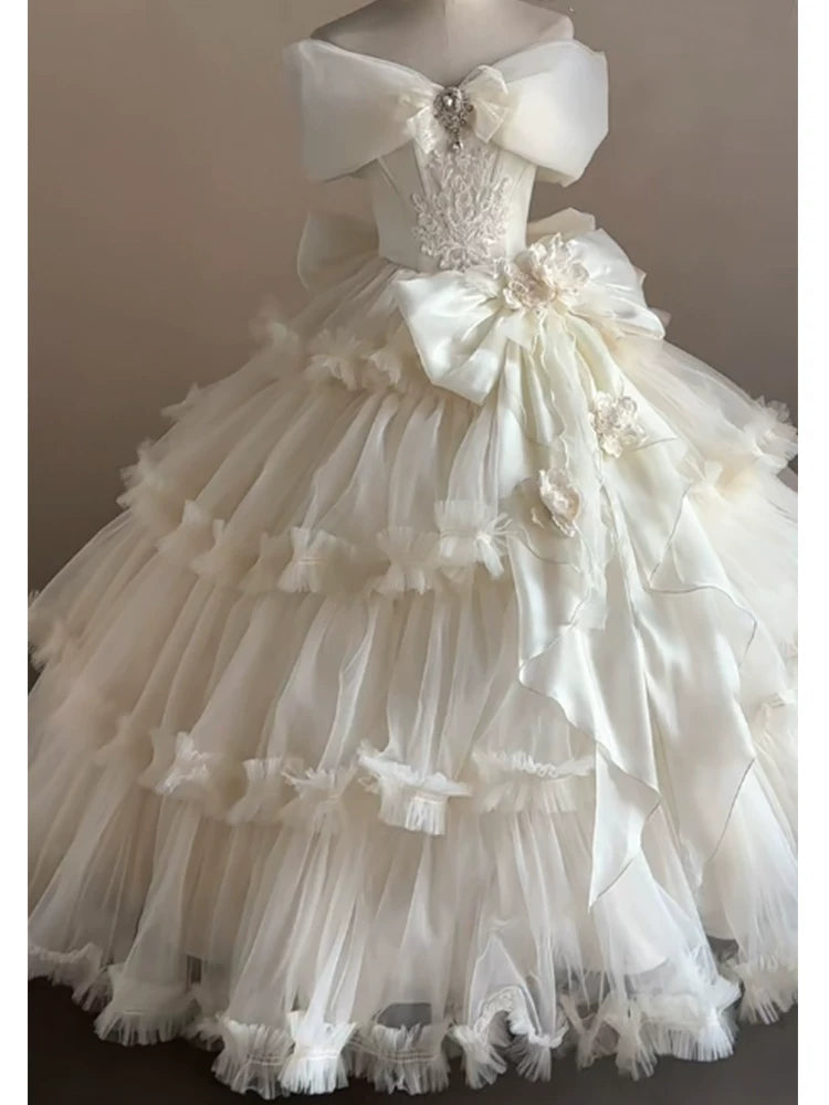Flora Muse - Lolita Bridal Ball Gown - Off-shoulder champagne formal