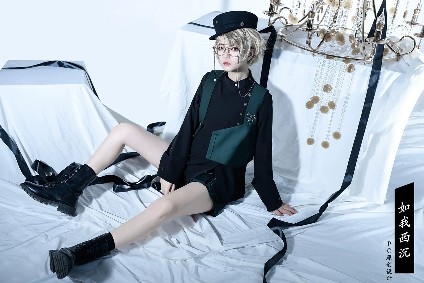 Princess Chronicles - As I Sink West - Retro Ouji Lolita Prince Style Black Blouse