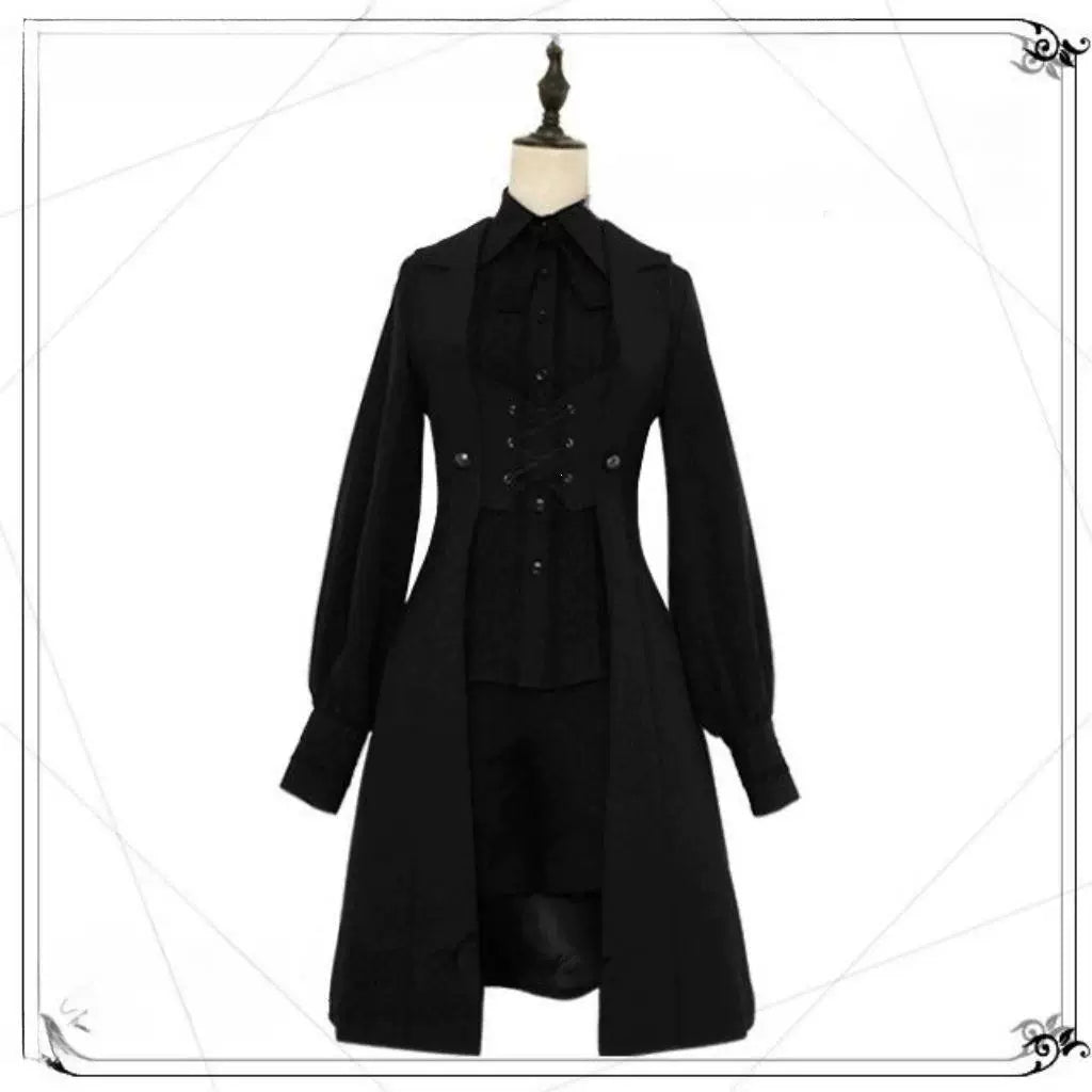 Sweetheart Dream Machine - Dark Night Overture - Long Vest with Lace-Up Waist