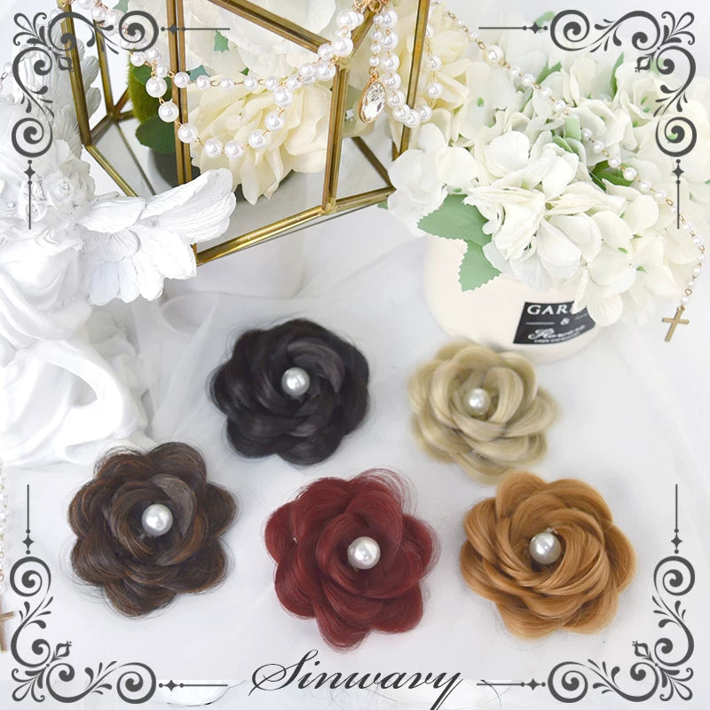 Sinwavy clip-on flower bun hairpiece - view 4