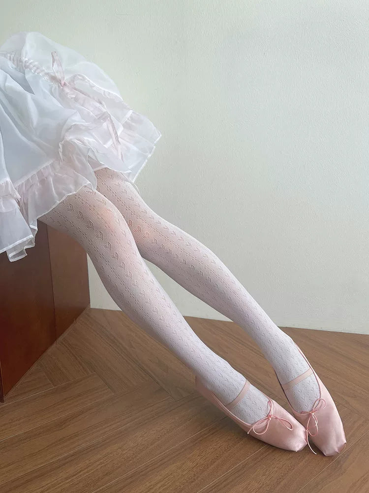 Sock Noble - Openwork Lace - Heart-Pattern Lace Tights