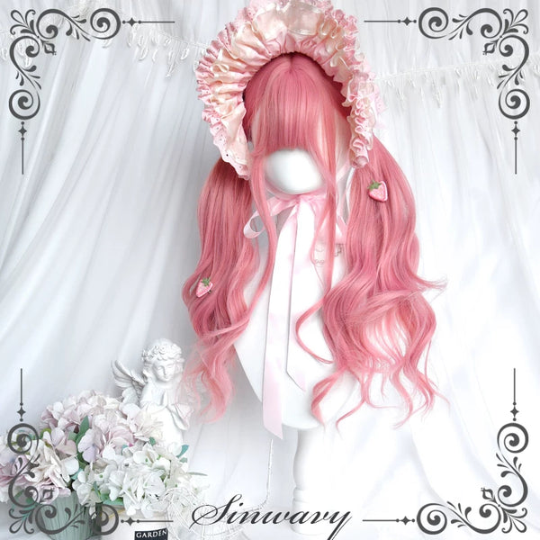 Peach-pink Lolita long curly wig - view 1