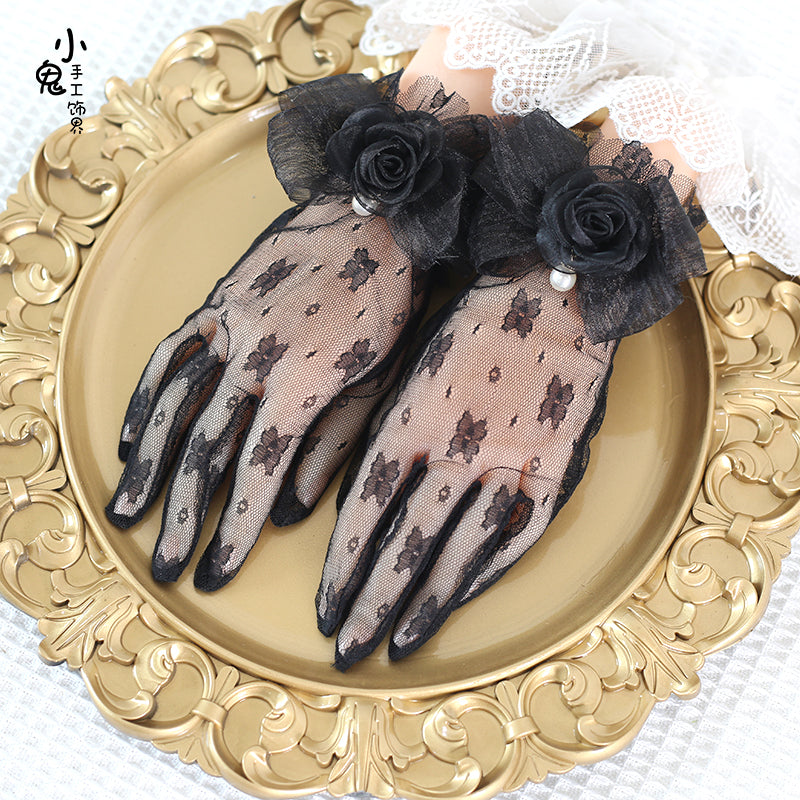 Xiaogui - Lace Bowknot Flower Vintage Lolita - Gloves Hand Accessory
