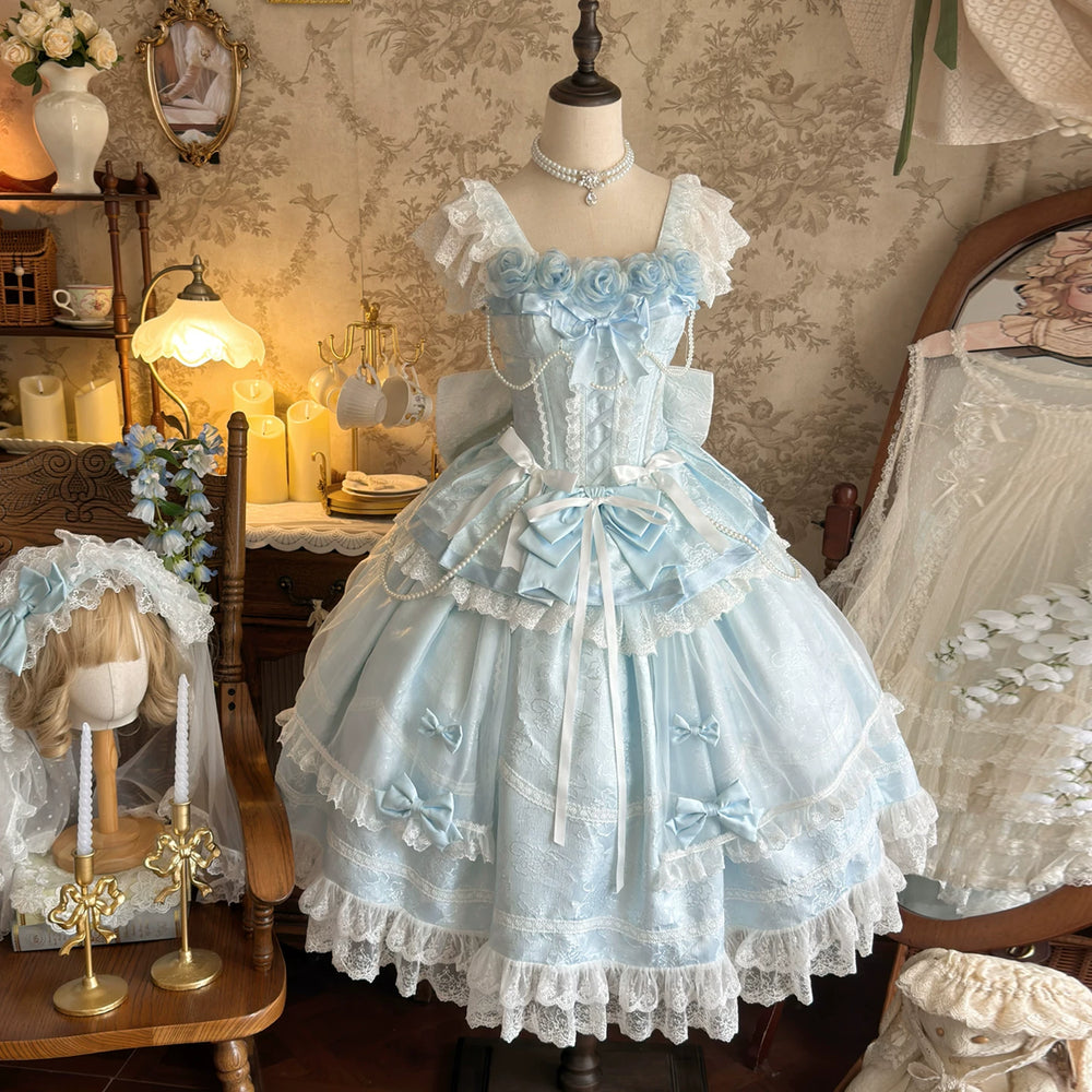 Yanran - Ice Water Rose - Sweet lolita JSK dress with 3D floral