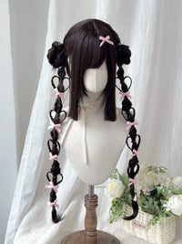 Kunkun Fish - Heartbeat Signal - heart-braid twin-tail hairpiece pair - Heart Braid [Brown Black], Pair ⭐ Hair Accessories Not Included