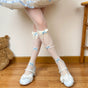 Blue bow, cream-yellow socks / One Size