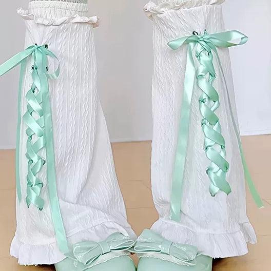 Handmade ribbon and lace Lolita leg warmers and socks - view 34