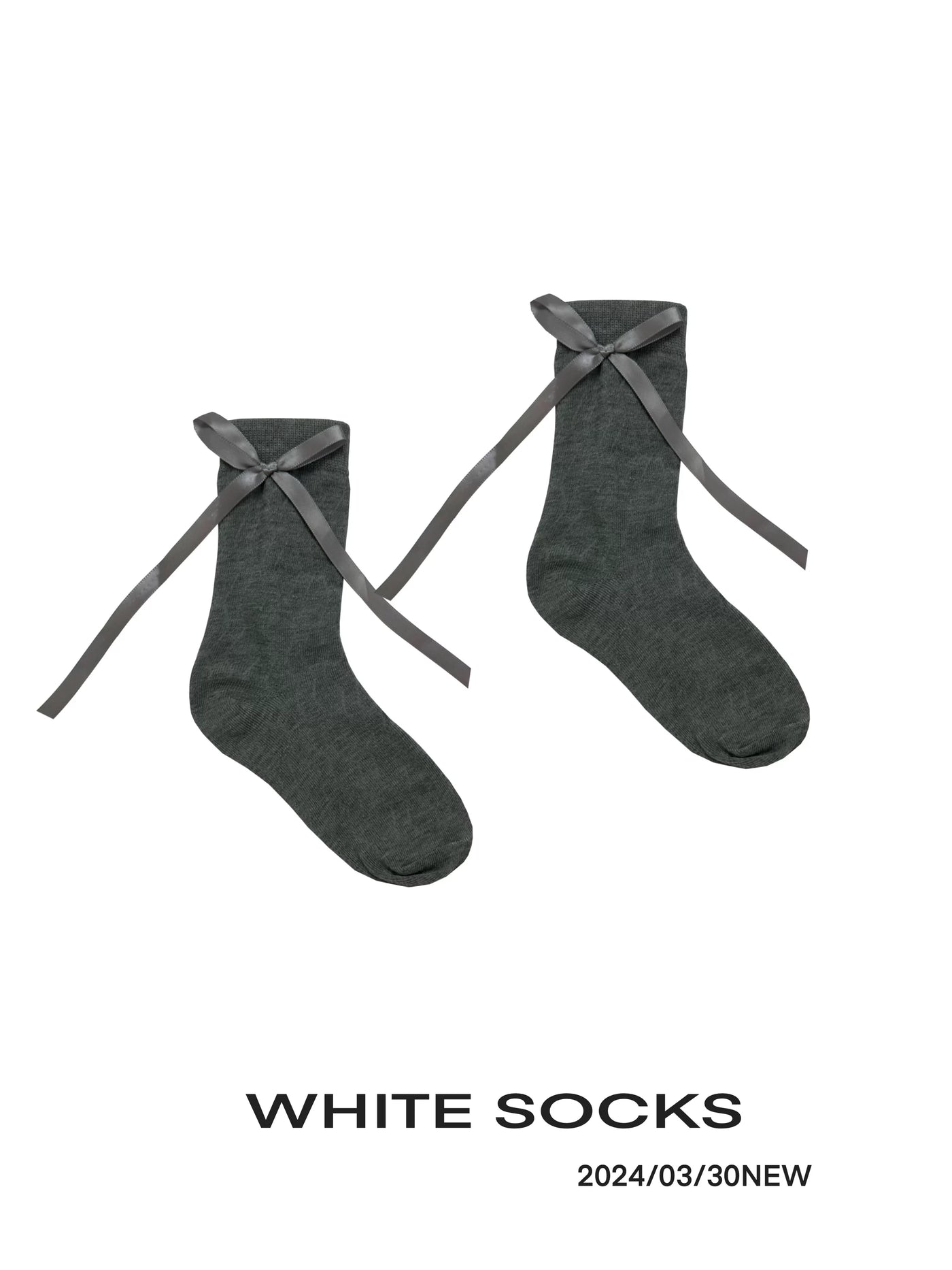 White Socks - Ballet Strap - Mid-Calf Socks with Bow Ties