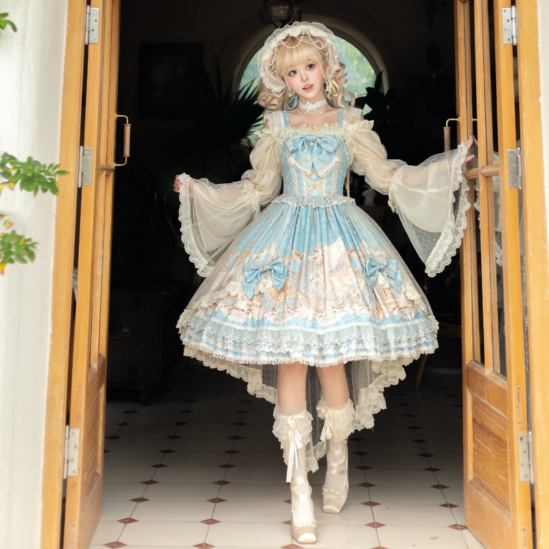 Huaxia Cat - Unicorn - Pale Blue Unicorn-Print JSK Dress