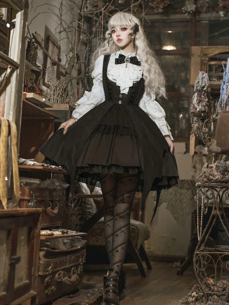 Your Princess - Dawn Witch - Black Gothic Lolita JSK Dress + White Blouse