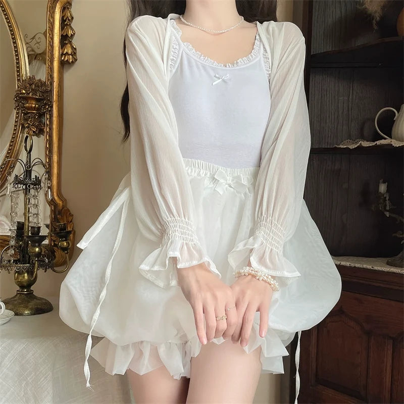 Sugar Girl - Casual Lolita Bloomers - Solid Color Organza Shorts Other Surprise