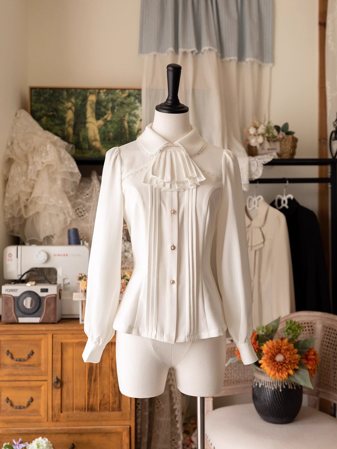 Little Manor - Classical Lolita JSK Dress & Long Sleeve Blouse S White Blouse