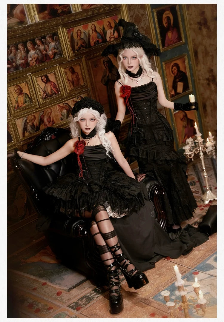 With PUJI - Twilight - Black Gothic Lolita Skirt Set, Witch-Inspired