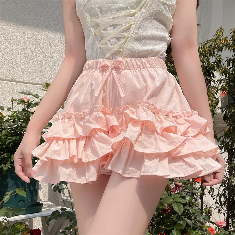 Sugar Girl - Daily Lolita Bloomers Anti-Exposure - Pink Ruffle Safety Shorts Other Surprise