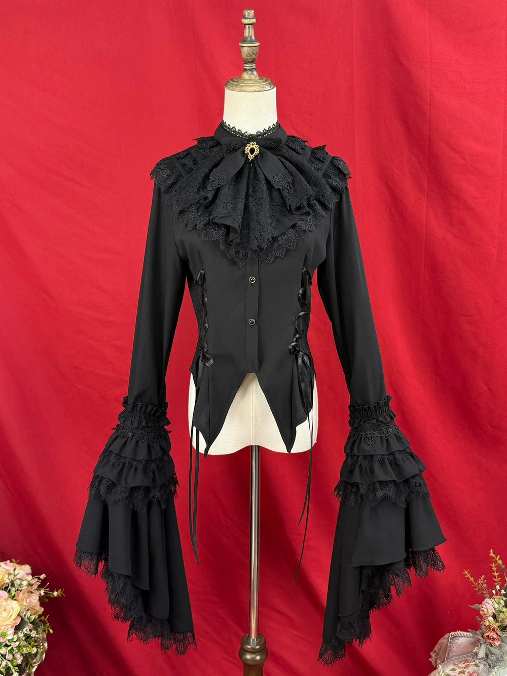 DMFS Lolita - Broken Winged Bat - Gothic Lolita Shirt & SK Set, Bat-wing Shaped Hem