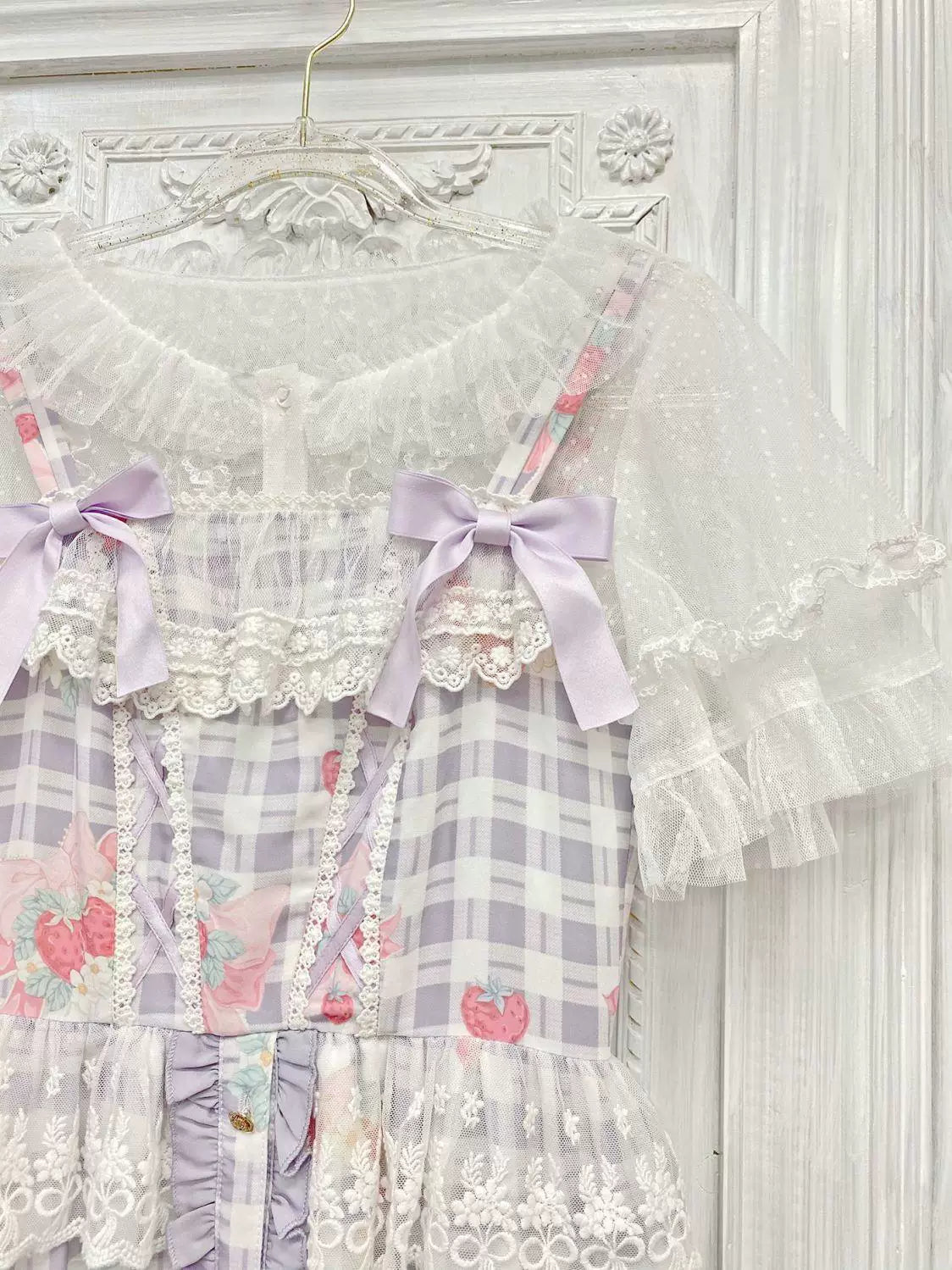 Sweetheart Dream Machine - Summer Song - Short-Sleeve Mesh Blouse with Ruffled Collar