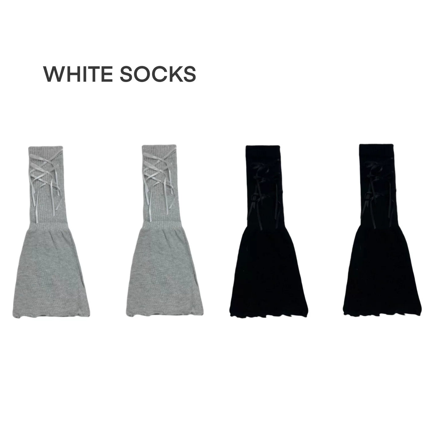 White Socks - Bow-Tie Ballet - Knit leg warmers with ribbon lacing
