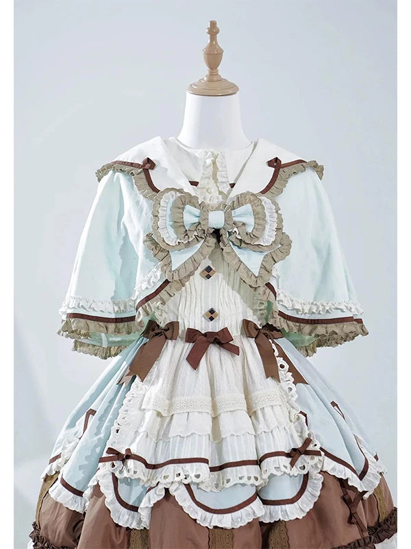 Creamy - Mint Chocolate Doll - Mint JSK Set with Inner Layer and Cape, Lace Trim and Ribbon Bows