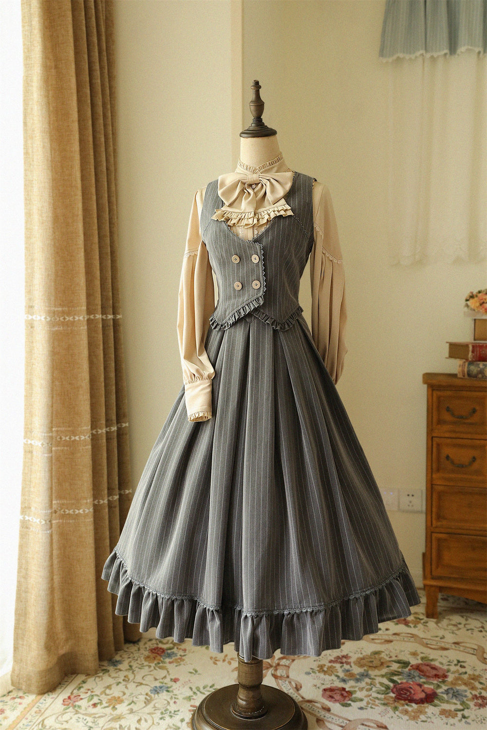Forest Wardrobe - North of the Forest - Classic Lolita Striped Vest Skirt Set