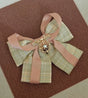 Cotton Satin Ribbon Side Hair Clips (Pair) Green