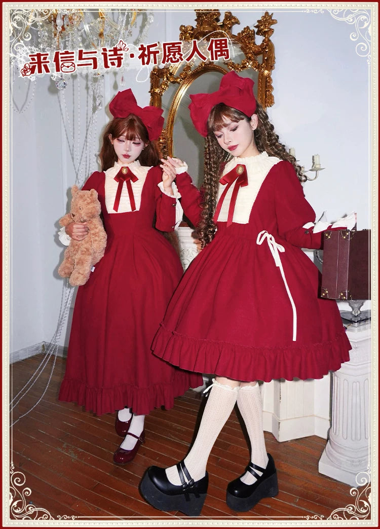 With PUJI - Wish Figure - Lolita OP Dress, Ruffle Trim & Stand Collar detail view 6