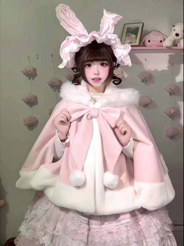 Bunny-Ear Plush Cropped Lolita Cape — additional product view