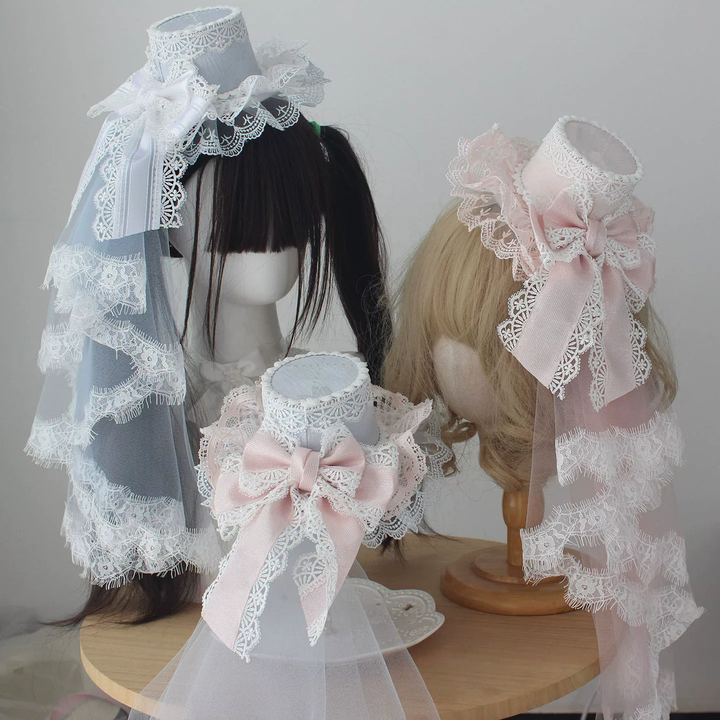 Deer Girl Handmade - Lace Veil Collection - Top Hats, KC, Arm Sleeves, Hanamaru, Headbands and Bonnets with Tulle