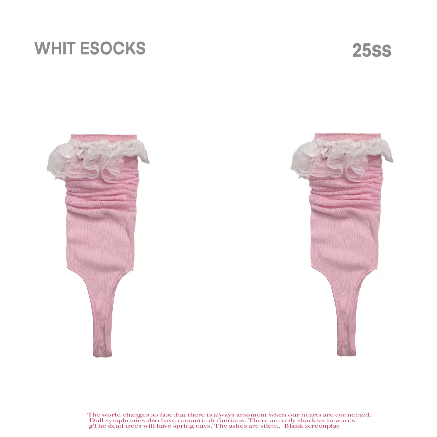 White Socks - Lace Cuff Slouch - Slouch Mid-Calf Socks with Lace Cuffs