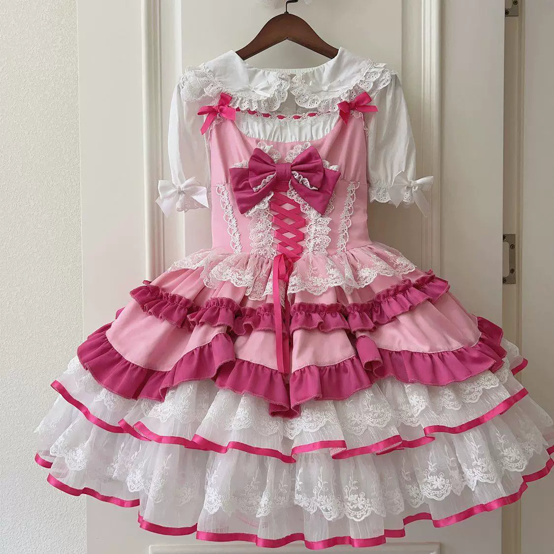 Sweetheart Dream Machine - Snow White Princess - Ruffled JSK Dress with Lace and Ribbon Bows