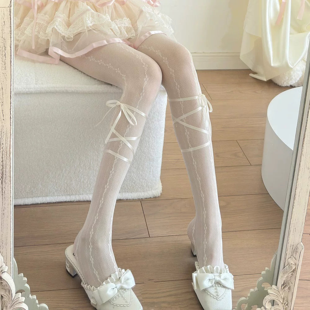 Fantasy Doll - Pearl Bow - Sheer Tights