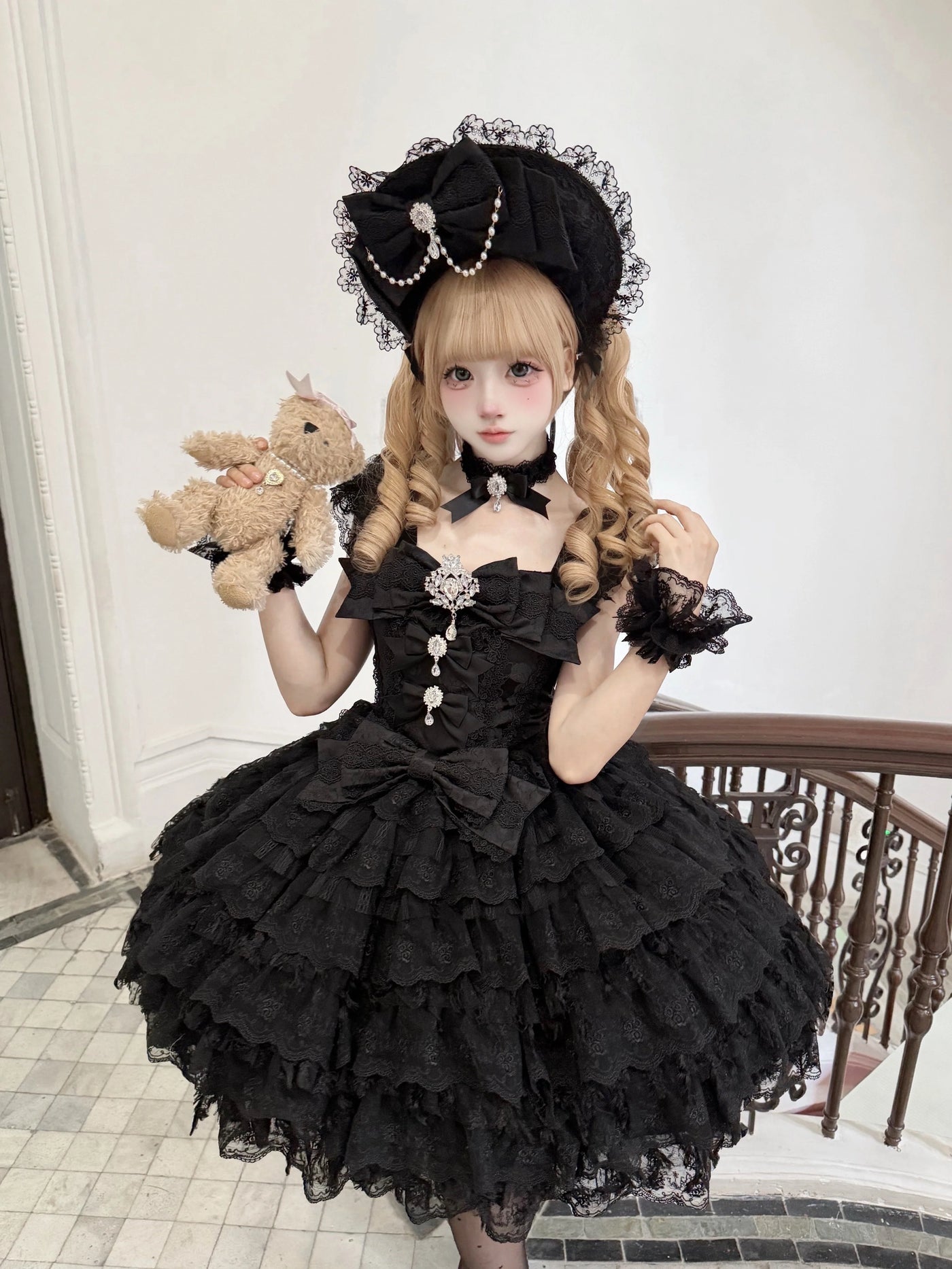 Sugar Girl - Snow Feather - Wedding Sweet Lolita JSK Dress, Multi-layered Lace Skirt