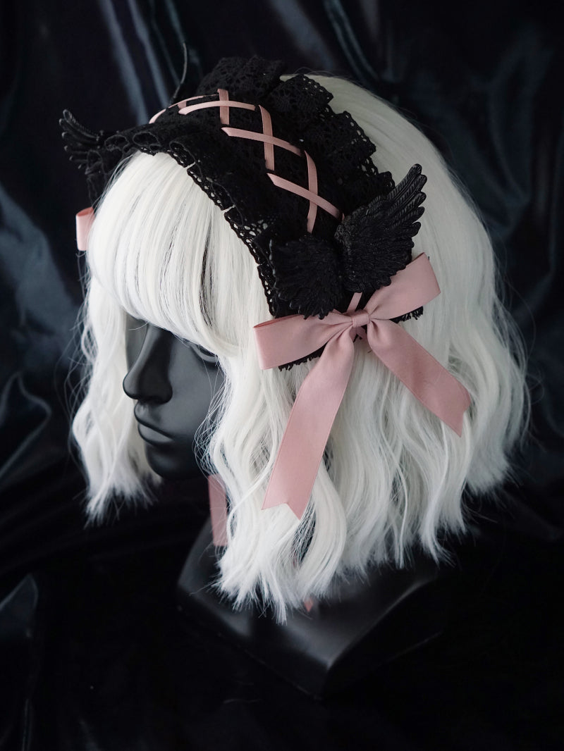 Strange Sugar - Black Wings Halloween Goth Lolita - Hairband Headwear