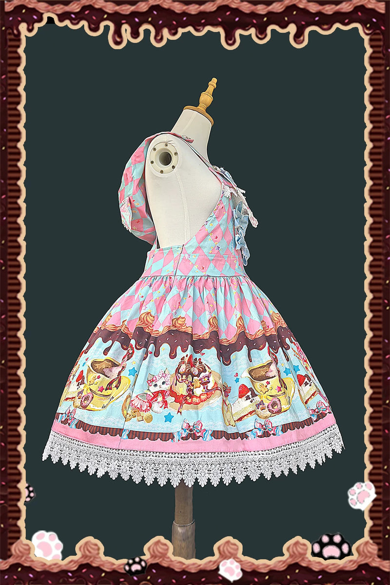 Infanta - Cream Kitty - Cotton Sateen Suspender Dress