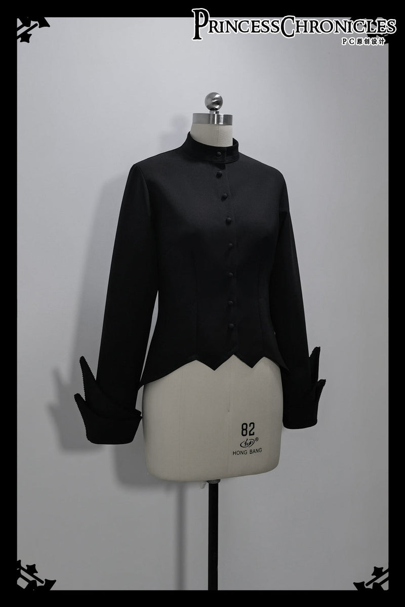 Princess Chronicles - Yan Ye - Ouji Lolita Black Shirt, Irregular Hem