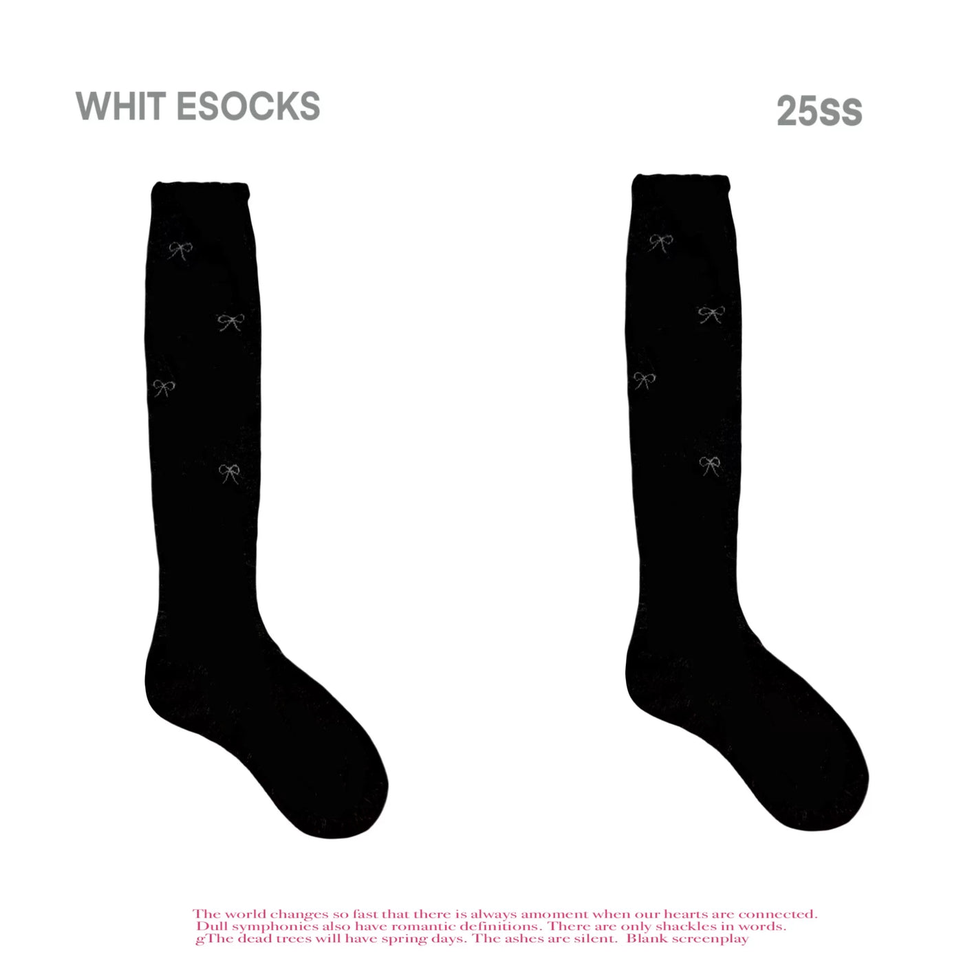 White Socks - Tiny Bow - Calf Socks with Small Bow Prints