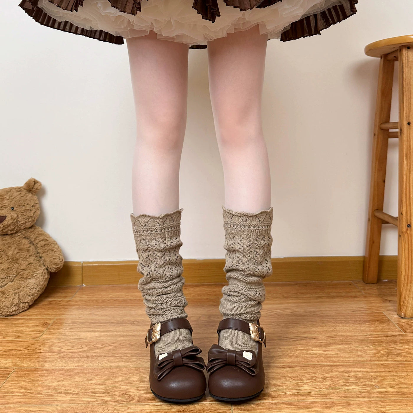 Chubby Bear Tales - Antique Doll - Beige Openwork Slouch Socks